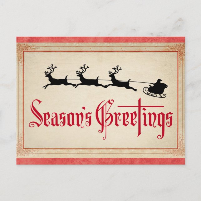 Vintage Classic Christmas Santa Seasons Greetings Postcard (Front)