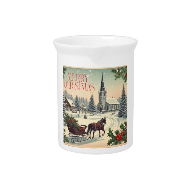Vintage/Classic Christmas scene Beverage Pitcher (Front)