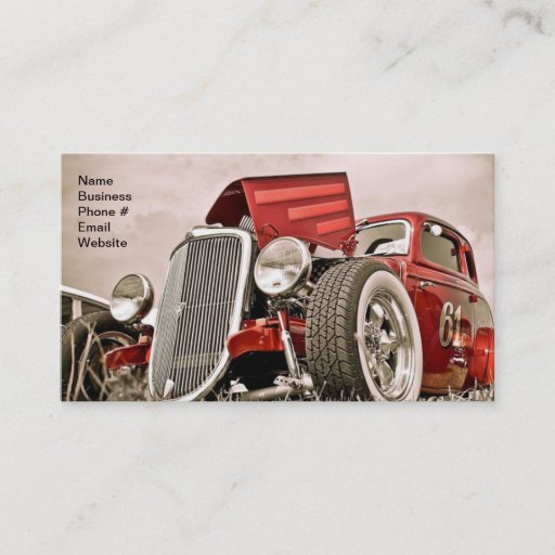 Customizable Vintage Classic Collector's Red Car Business Business Card Template