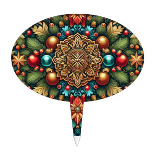 Vintage/Classic colorful Christmas Cake Topper