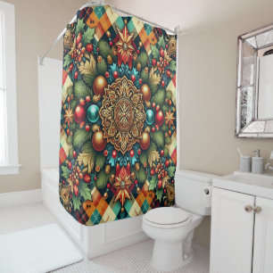 Vintage/Classic colorful Christmas Shower Curtain