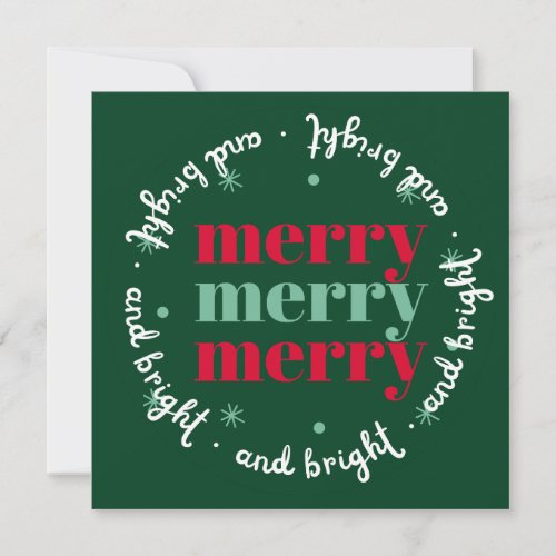 Vintage Classic Colors Round Photo Christmas Holiday Card