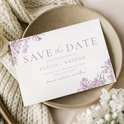 Vintage Classic Dusty Rose Floral Wedding Save The Date