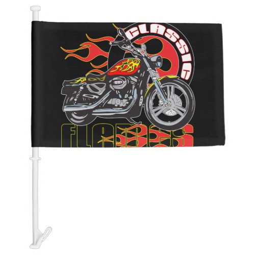 Vintage Classic Flame Paint Motorcycle Car Flag