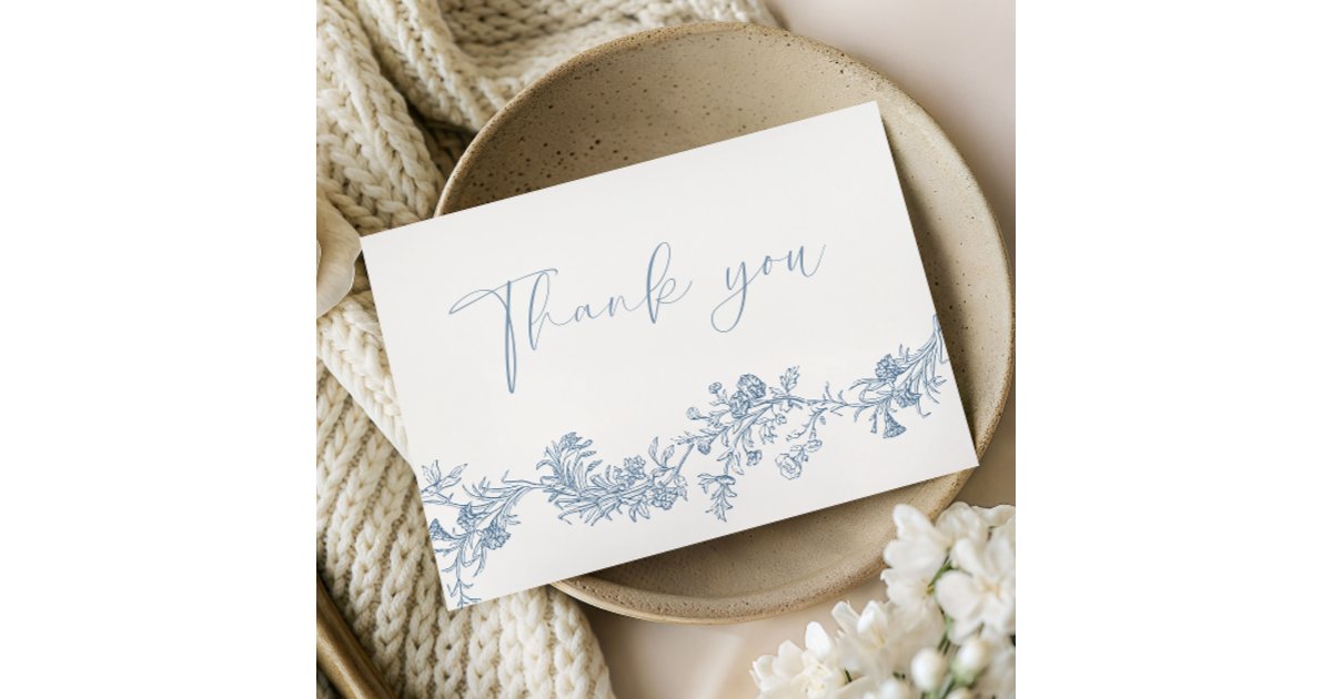Vintage Classic Floral Wedding Thank You Card | Zazzle