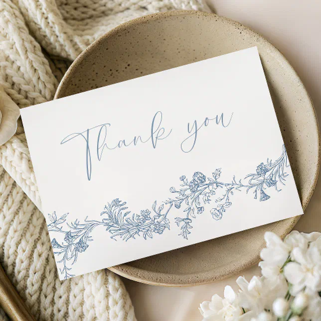Vintage Classic Floral Wedding Thank You Card | Zazzle
