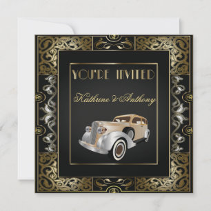 Vintage Classic Gatsby Style Wedding Invitation