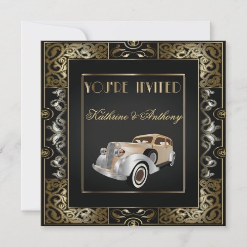 Vintage Classic Gatsby Style Wedding Invitation