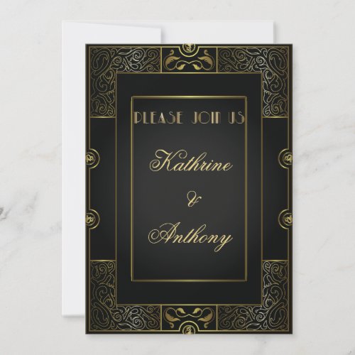 Vintage Classic Gatsby Style  Wedding Invitation