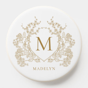 Vintage Classic Gold Floral Crest Monogram PopSocket