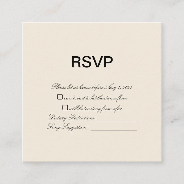 Vintage Classic Gold Wedding RSVP Card (Front)