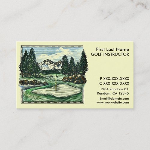 Vintage classic golf instructor business cards