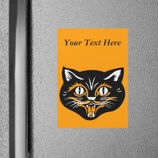 Vintage Classic Halloween Black Cat Face Fangs