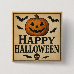Vintage/classic Happy Halloween jack-o-lantern Button