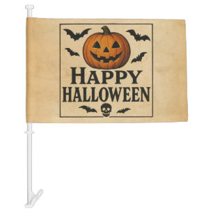Vintage/classic Happy Halloween jack-o-lantern Car Flag
