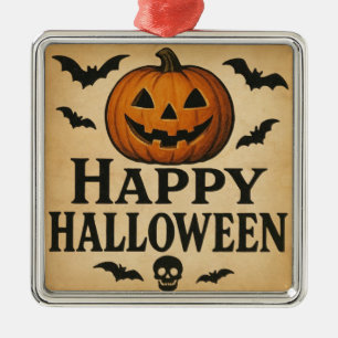 Vintage/classic Happy Halloween jack-o-lantern Metal Ornament