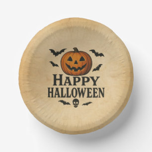 Vintage/classic Happy Halloween jack-o-lantern Paper Bowls