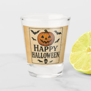 Vintage/classic Happy Halloween jack-o-lantern Shot Glass