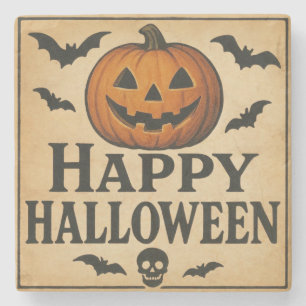 Vintage/classic Happy Halloween jack-o-lantern Stone Coaster