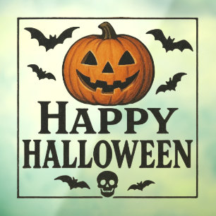 Vintage/classic Happy Halloween jack-o-lantern Window Cling