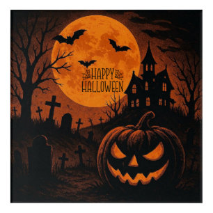 Vintage, classic Happy Halloween pumpkin Acrylic Print