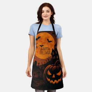 Vintage, classic Happy Halloween pumpkin Apron