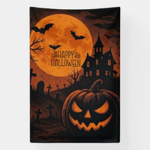 Vintage, classic Happy Halloween pumpkin Banner