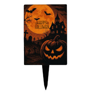 Vintage, classic Happy Halloween pumpkin Cake Topper
