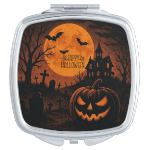 Vintage, classic Happy Halloween pumpkin Compact Mirror