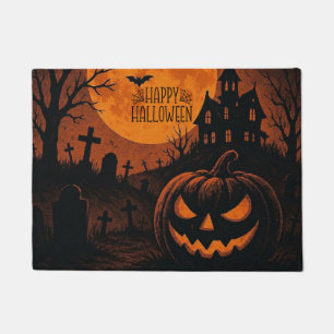Vintage, classic Happy Halloween pumpkin Doormat