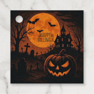 Vintage, classic Happy Halloween pumpkin Favor Tags