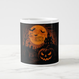 Vintage, classic Happy Halloween pumpkin Giant Coffee Mug