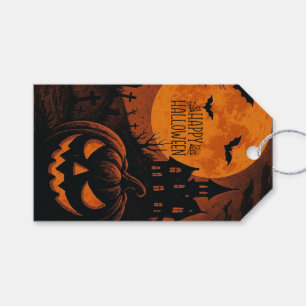 Vintage, classic Happy Halloween pumpkin Gift Tags