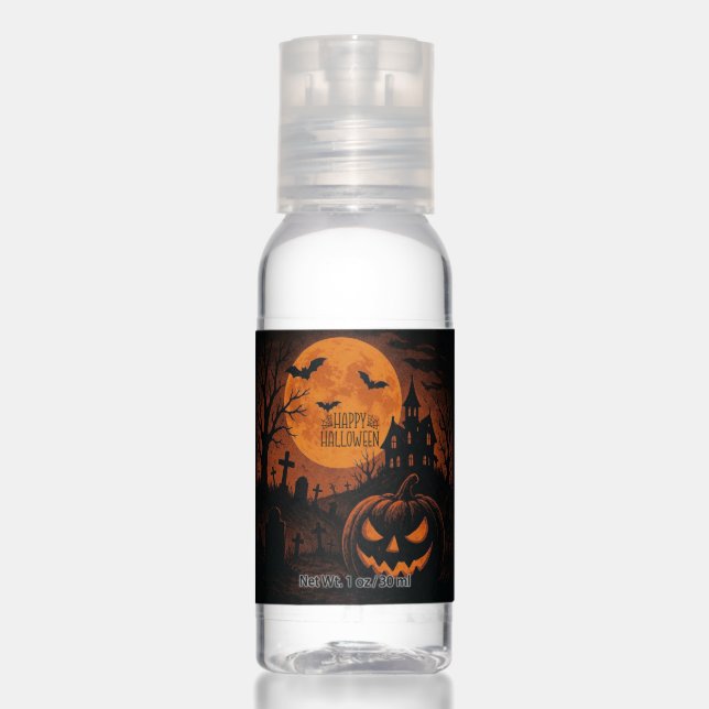 Vintage, classic Happy Halloween pumpkin Hand Sanitizer (Front)