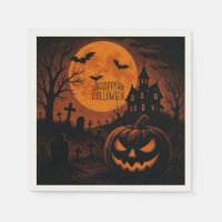 Vintage, classic Happy Halloween pumpkin