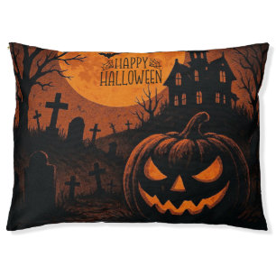 Vintage, classic Happy Halloween pumpkin Pet Bed