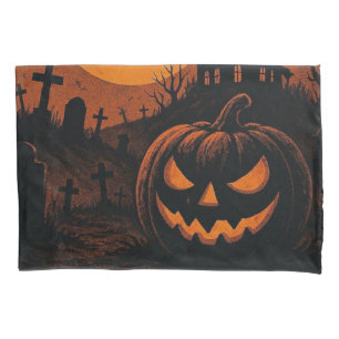 Vintage, classic Happy Halloween pumpkin Pillow Case