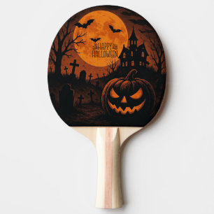 Vintage, classic Happy Halloween pumpkin Ping Pong Paddle
