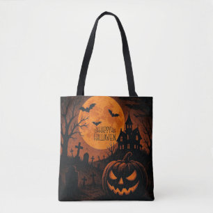 Vintage, classic Happy Halloween pumpkin Tote Bag