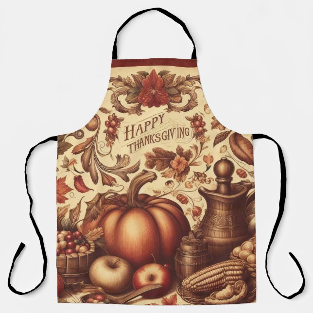Vintage/Classic Happy Thanksgiving Apron (Front)