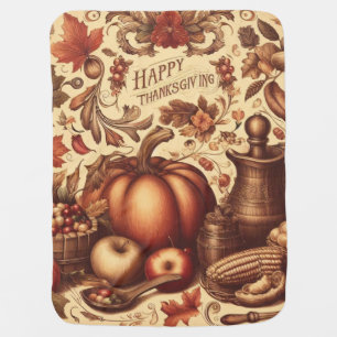 Vintage/Classic Happy Thanksgiving Baby Blanket