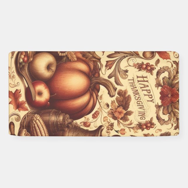 Vintage/Classic Happy Thanksgiving Banner (Horizontal)