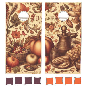 Vintage/Classic Happy Thanksgiving Cornhole Set