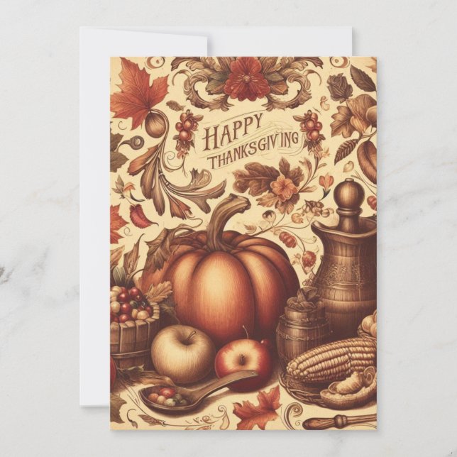 Vintage/Classic Happy Thanksgiving Holiday Card (Front)