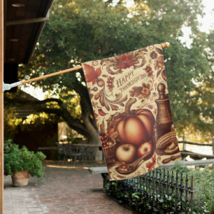 Vintage/Classic Happy Thanksgiving House Flag
