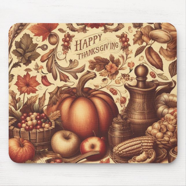 Vintage/Classic Happy Thanksgiving Mouse Pad (Front)