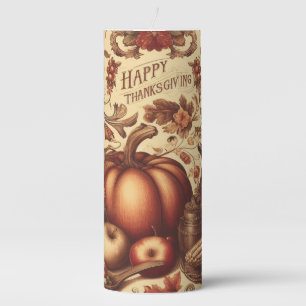 Vintage/Classic Happy Thanksgiving Pillar Candle