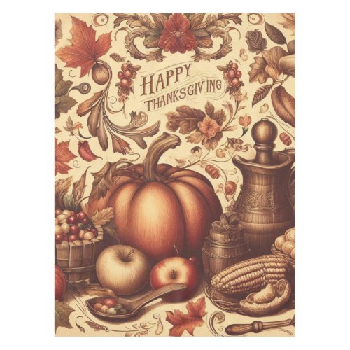 VintageClassic Happy Thanksgiving Tablecloth