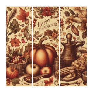 Vintage/Classic Happy Thanksgiving Triptych