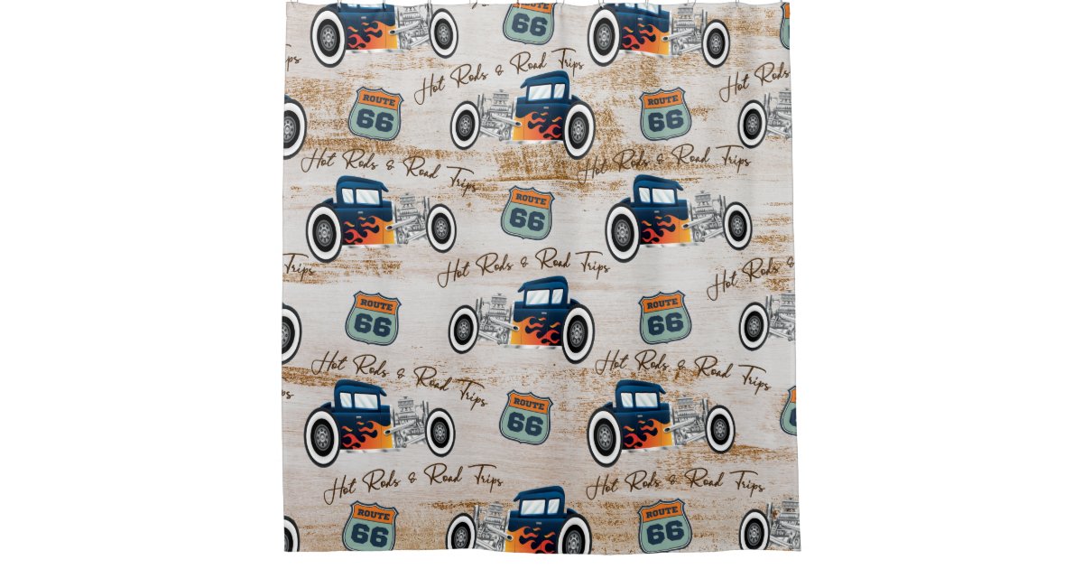 Vintage Classic Hot Rod Car Hot Rods & Road Trips, Shower Curtain Zazzle